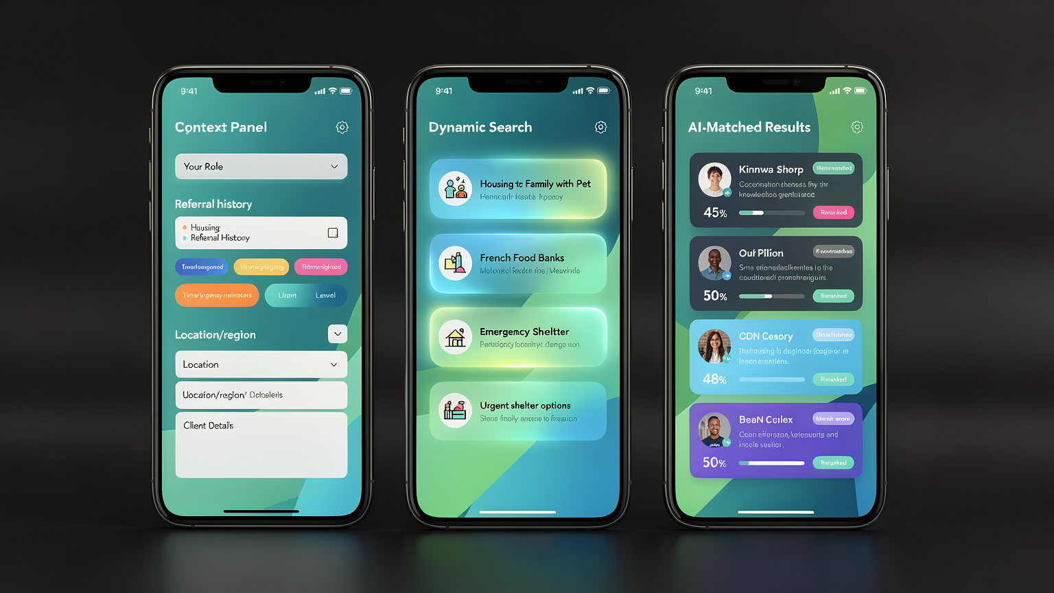 Lemy interface — Context Panel, Dynamic Search, AI-Matched Results